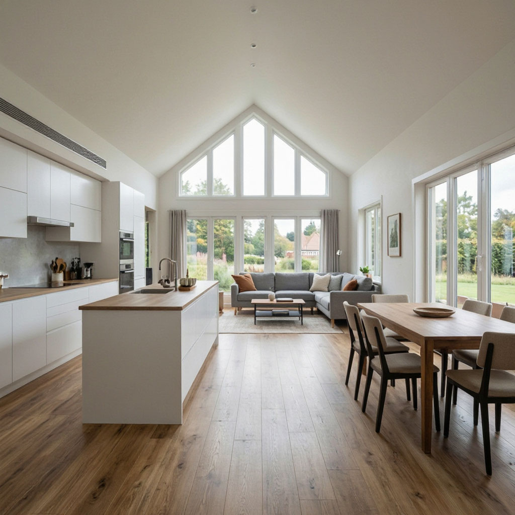 Detached ADU interior with open plan